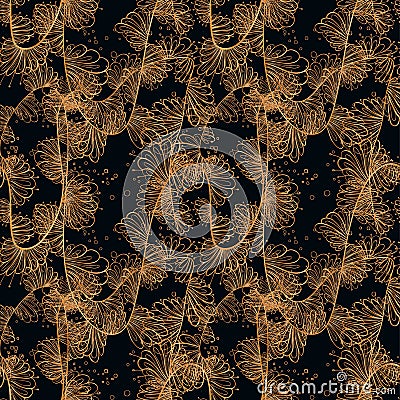 Gold vintage greeting card on a black background. Luxury vector ornament template. Mandala. Great for invitation, flyer, menu, Stock Photo