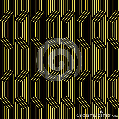 GOLD VINTAGE LINES ON BLACK PATTERN TEXTURE Vector Illustration