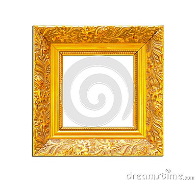 Gold Vintage picture frame on white background Stock Photo