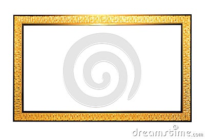 Gold Vintage picture frame on white background Stock Photo