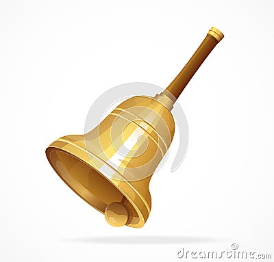 Gold vintage retro school bell Vector Illustration