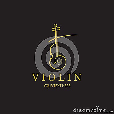 gold violin icon Vector Illustration