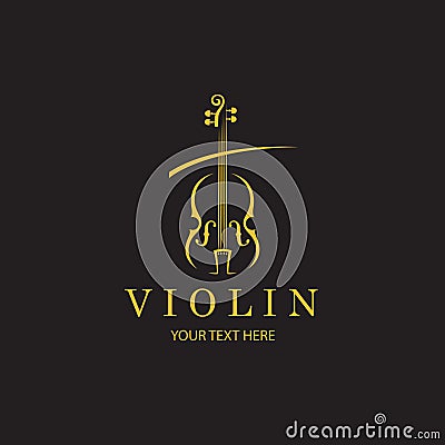 gold violin icon Vector Illustration