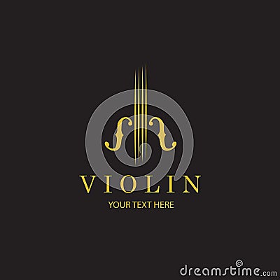 gold violin icon Vector Illustration