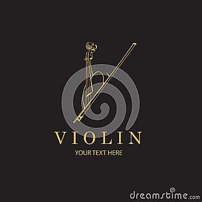 gold violin icon Vector Illustration