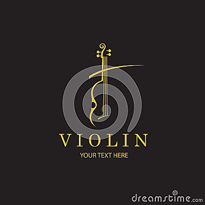 gold violin icon Vector Illustration