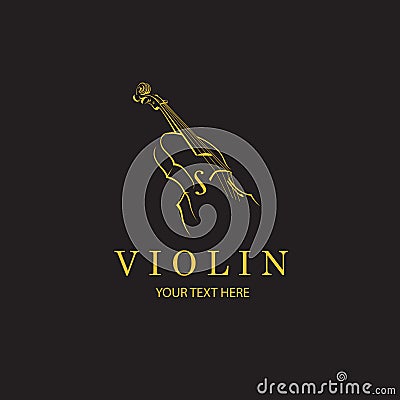 gold violin icon Vector Illustration