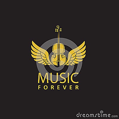 gold violin icon Vector Illustration