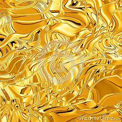 Gold wave 3D texture Cartoon Illustration