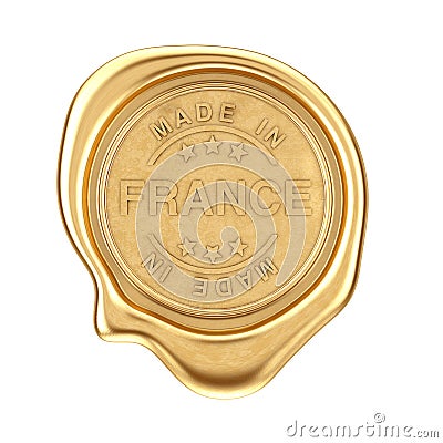 Gold Wax Seal with Made In France Sign. 3d Rendering Stock Photo