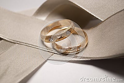 Gold Wedding Ring with White Gold Design Stock Photo