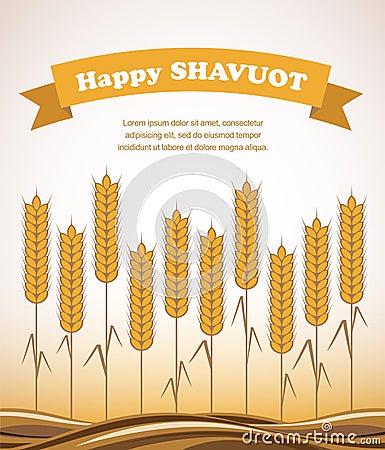 Gold wheat field , Shavuot card Cartoon Illustration