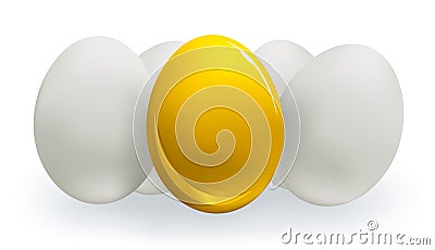 Gold and white eggs Cartoon Illustration