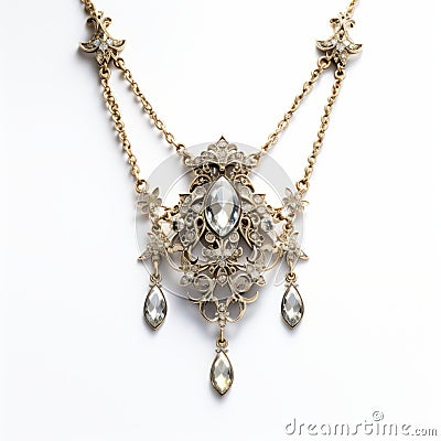 Delicate Antique Gold Necklace With Gothic Influence Stock Photo