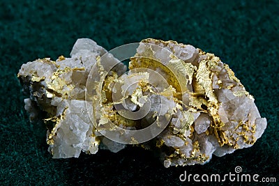 Gold in White Quartz Specimen Stock Photo
