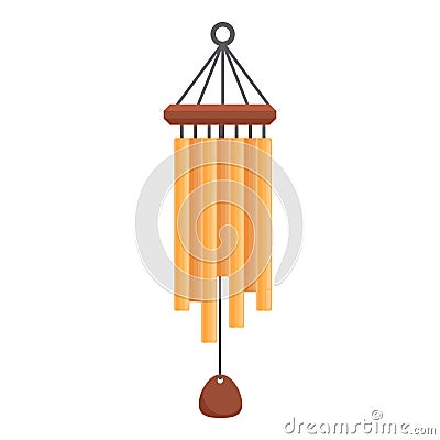 Gold wind chime icon cartoon vector. Asian instrument Vector Illustration