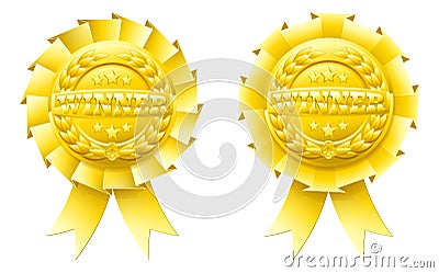 Gold winner rosettes Vector Illustration