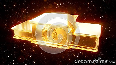 gold winners pedestal with glowing glitters - abstract 3D rendering Stock Photo