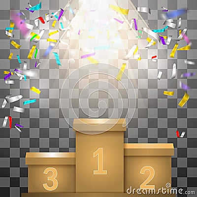 Gold winners podium on a transparent background. Vector Illustration
