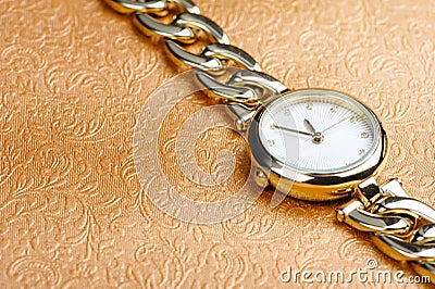 Gold women wristwatch Stock Photo