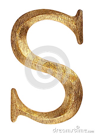 Gold Wood Letter S Stock Photo