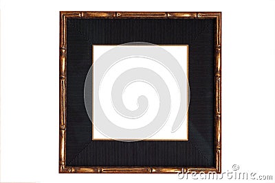 Gold Wooden Frame With Black Mat Stock Photo