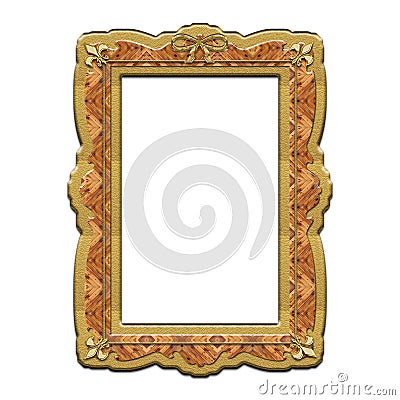 Gold wooden frame with lilies Stock Photo