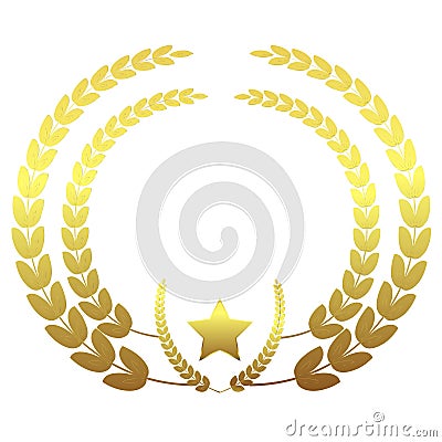 Gold wreath of flowers Flower vector congratulations banner wreath icon triumph leaf wreath Vector Illustration