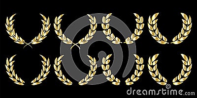 Gold wreaths for banner design. Vector pattern. Floral background. Logo design. Winner award. Stock image Vector Illustration