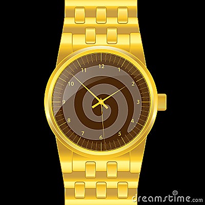 Gold wrist watch Vector Illustration