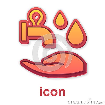 Gold Wudhu icon isolated on white background. Muslim man doing ablution. Vector Vector Illustration