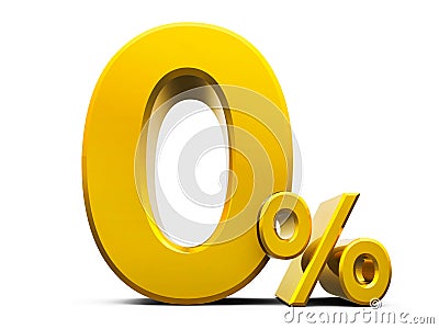 Gold Zero Percent Cartoon Illustration