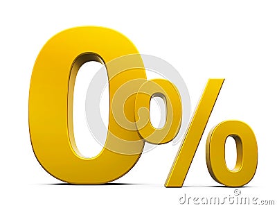 Gold Zero Percent Cartoon Illustration