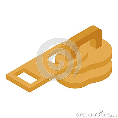 Gold zipper puller icon, isometric style Vector Illustration