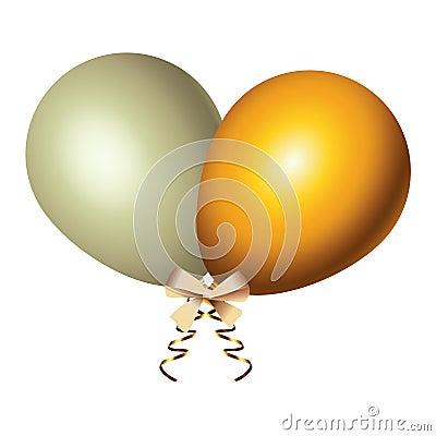 goldden and white pearl balloons helium decoration Cartoon Illustration
