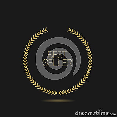 Goldel laurel wreath best seller label. Vector Vector Illustration