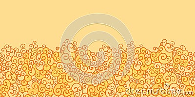 Golden absract fire swirls horizontal seamless Vector Illustration