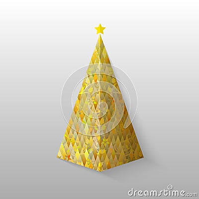 Golden abstract christmas tree Vector Illustration