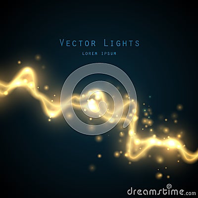 Golden abstract energy shock effect . Electric discharge . Vector illustration Vector Illustration