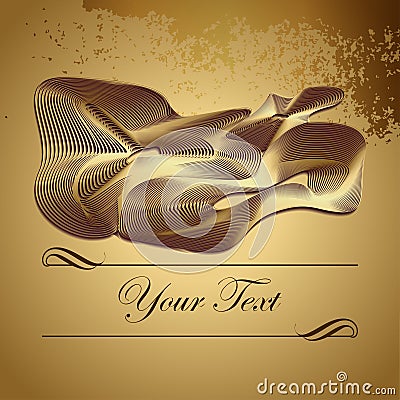 Golden abstract figure of intertwined lines Vector Illustration