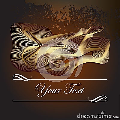 Golden abstract figure of intertwined lines with dark background Vector Illustration