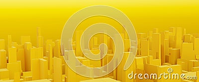 Golden abstract metropolis background. Yellow modern cityscape with 3d render of skyscrapers Stock Photo