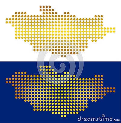 Golden Abstract Mongolia Map Vector Illustration