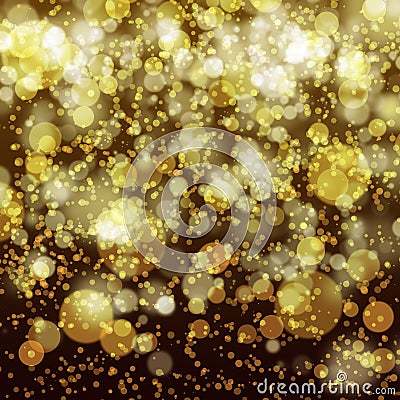 golden abstract random background with bokeh lights for design, texture Stock Photo