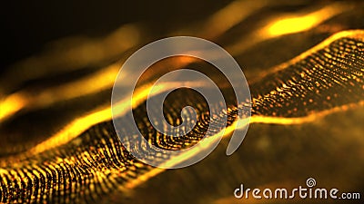 Golden abstract wave particles angled closeup Cartoon Illustration