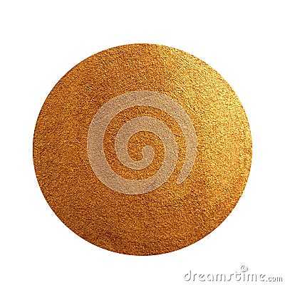 Golden acrylic painted circle. Stock Photo