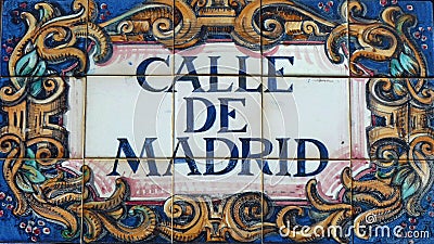 Golden Age Spanish poet and writer on central Madrid street sign Spain Editorial Stock Photo