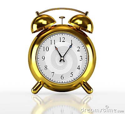 Golden alarm clock Stock Photo