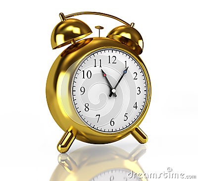 Golden alarm clock Stock Photo