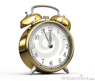 Golden alarm clock Stock Photo
